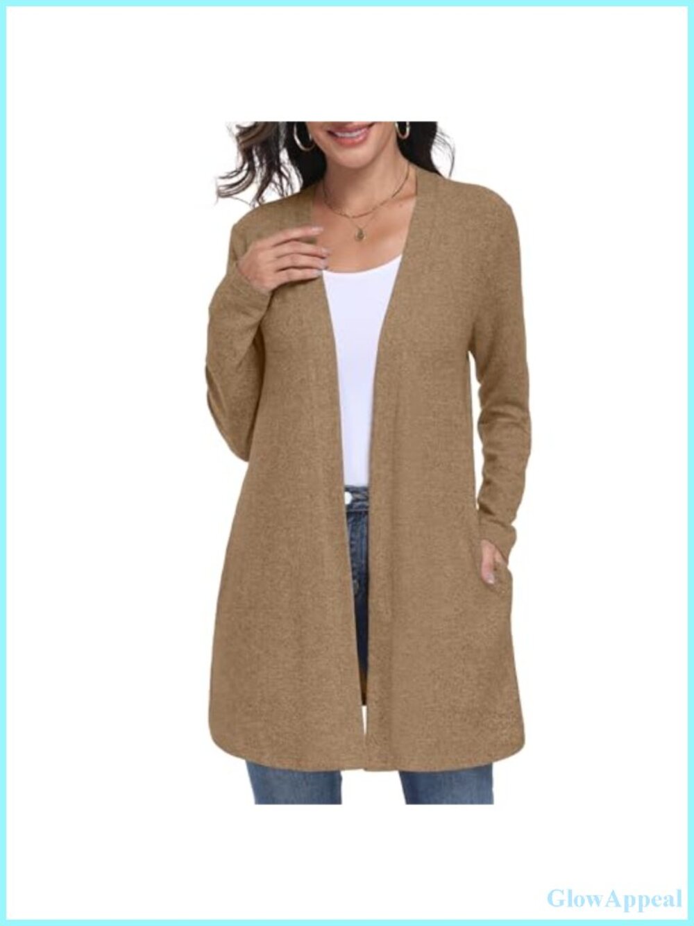 Lightweight Open Front Knit Cardigan with Pockets for Women